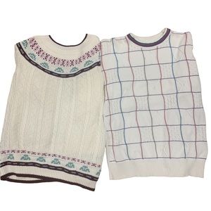 Lot of 2 Vintage Off White/White Knit Sweaters